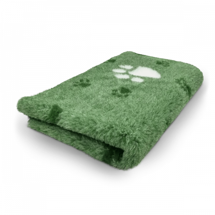 Vetbed Hundedecke Floorhöhe 28mm | 3 farbig grüne Tatzen | Anti - Rutsch - Vetbed Hundedecke 28mm