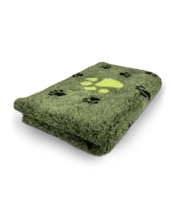 Vetbed Hundedecke Floorhöhe 28mm | 3 farbig hellgrüne Tatzen | Anti - Rutsch - Vetbed Hundedecke 28mm
