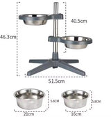 Topmast verstellbarer Futter- und Trinkständer mit 2 Edelstahlschalen 16 cm