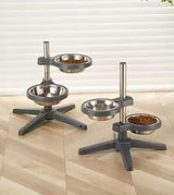 Topmast verstellbarer Futter- und Trinkständer mit 2 Edelstahlschalen 16 cm