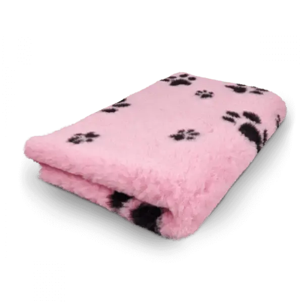 Vetbed | Hundedecke rosa mit schwarzen Pfoten - Anti - Rutsch - Mypuppystore #